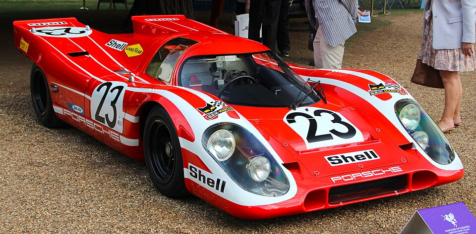 Red Porsche 917 race car — the iconic Le Mans prototype developed through clay aerodynamic studies